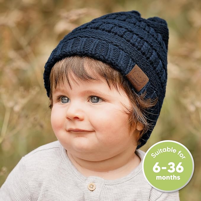 3-Pack Baby Beanies for Boys, Girls - Stretchy Knit Baby Hats, Cute Newborn & Toddler Winter Hat, Soft & Warm Infant Beanie 6-36 Months (Icelandic, M)