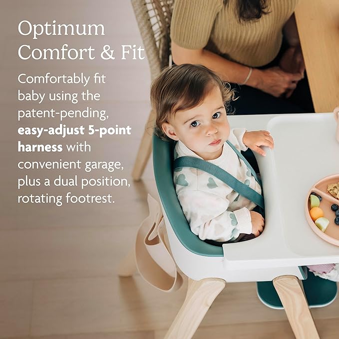 UPPAbaby Ciro High Chair/Sleek, Easy-to-Clean Design/Perfect-Fit Tray to Bring Baby to Table/Patent-Pending Harness/Dual-Position, 180-Degree Rotating Footrest/Chloe (Grey/Rubberwood)