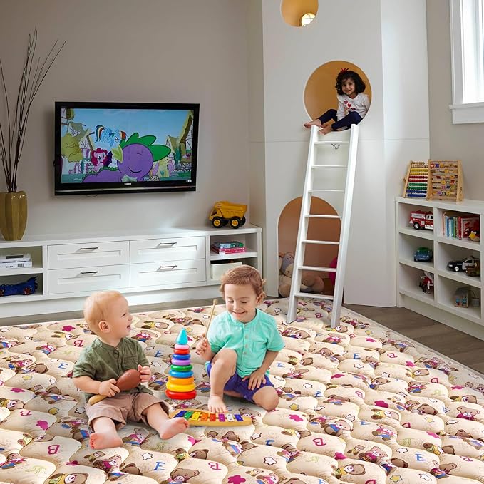 Baby Play Mat - 79" X 63",Premium Thicker Foam One-Piece Crawling Mat, Machine Washable, Extra Large Anti-Slip Activity Playmat for Babies, Toddlers & Infants