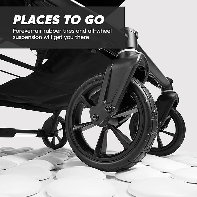 Baby Jogger City Mini GT2 All-Terrain Double Stroller with Forever Air Rubber Tires and All-Wheel Suspension Pike Exclusive Includes Belly Bars Leatherette Handlebar and Premium Fabric