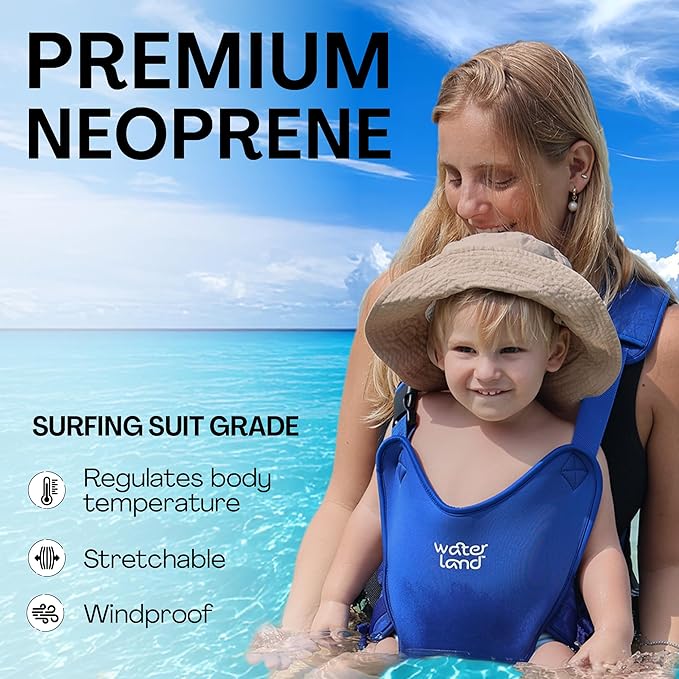 WaterLand Baby Carrier - Innovative Carrier You Can Use Both in Water & Land - Waterproof Infant Chest Holder with Adjustable Straps, Lightweight Toddler Harness for Pool & Beach (Grey)