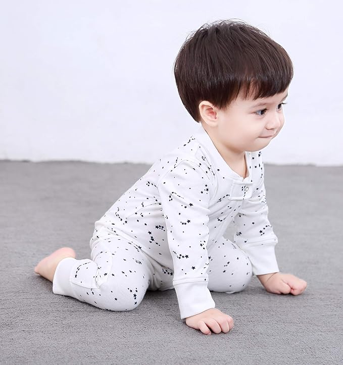 Owlivia Organic Cotton Baby Boy Girl Zip up Sleep 'N Play Pjs, Footless, Long Sleeve