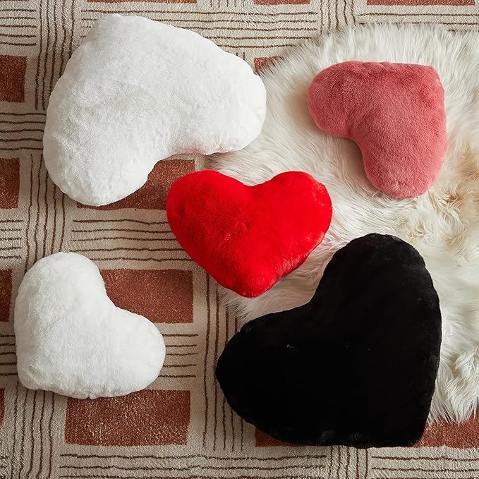 EastTree Heart Pillows, White Heart Shaped Pillows, Ultra Soft Extra-Large Fluffy Pillows, Love Throw Pillows Gifts, Women Girls Living Room Decor 15x18 Inch