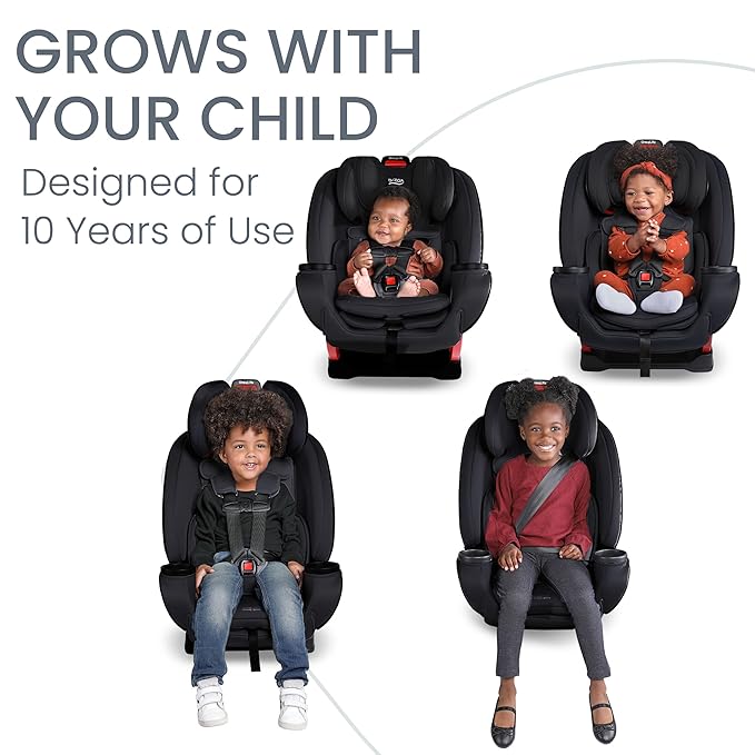 Britax One4Life All-in-One Car Seat, 10 Years of Use from 5 to 120 Pounds, Converts from Rear-Facing Infant Car Seat to Forward-Facing Booster Seat, Machine-Washable Fabric, Graphite Onyx