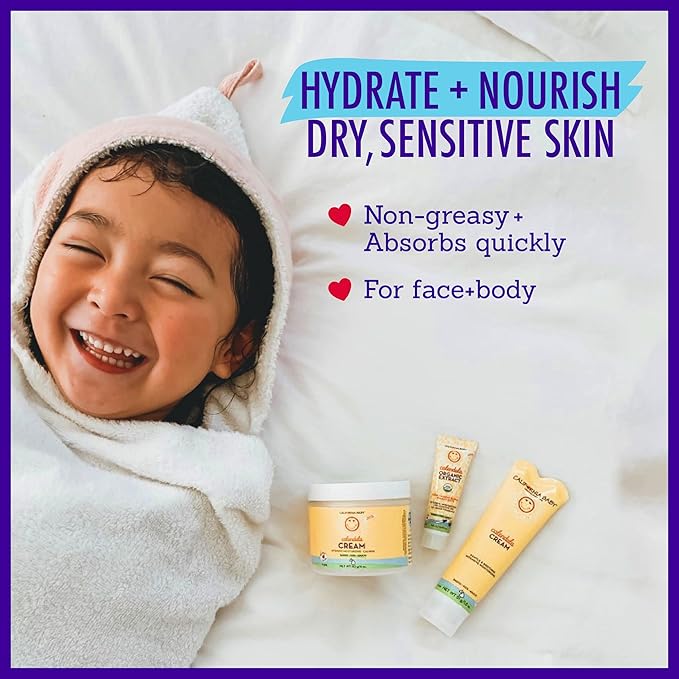California Baby Calendula Cream | 100% Plant-Based Moisturizer | Lavender Baby Lotion | Face Moisturizer For Dry Skin | Hypoallergenic | 2.9 oz / 82g