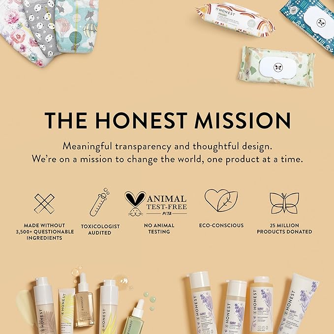 The Honest Company Clean Conscious Multi-Use Wipes, Unscented Hypoallergenic Baby Wipes for Sensitive Skin, 99% Water Plant-Based Compostable Wipes, Rose Blossom, 576 Count