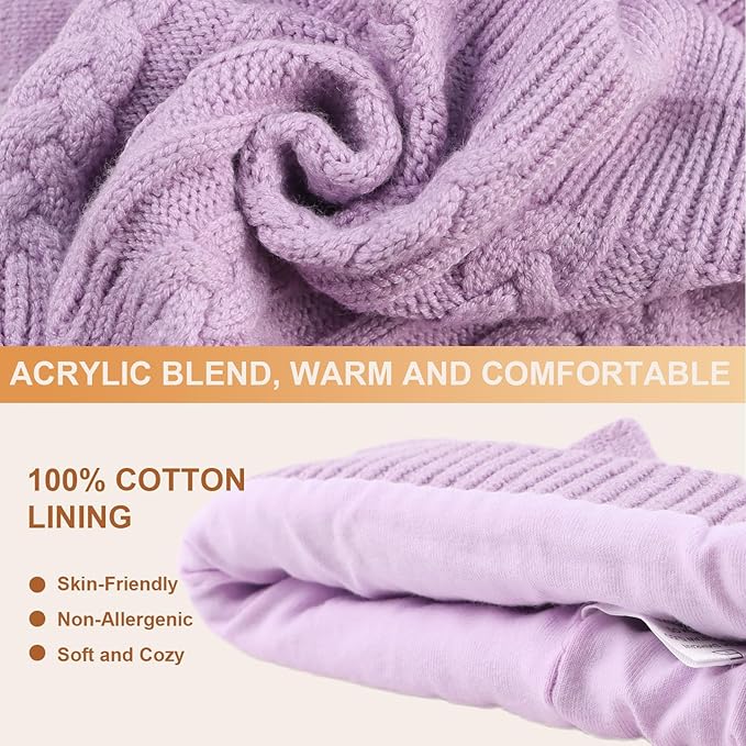JANGANNSA Winter Warm Knitted Baby Hat for Girls Cotton Lined Infant Toddler Hat Autumn Cute Bow Classic Girls Beanie 0-6Y