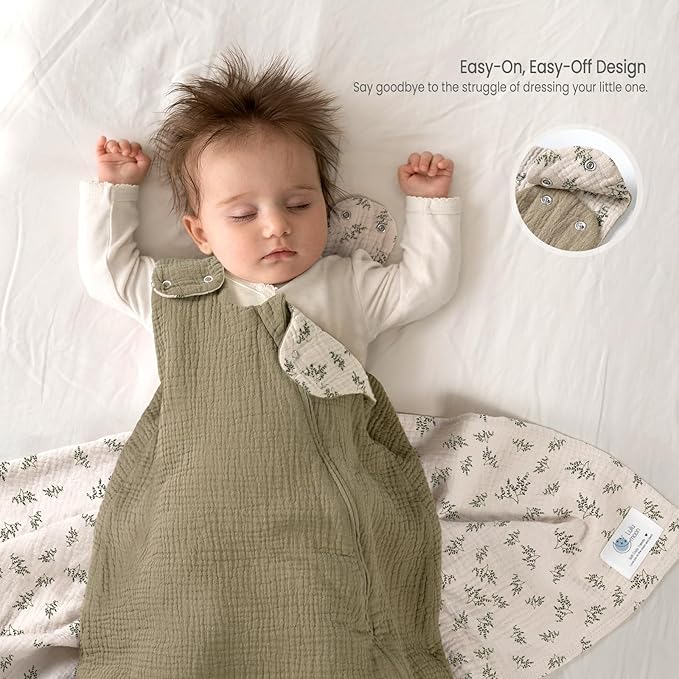 lulumoon Sleep Sack Muslin for Baby: Cotton Wearable Blanket for 3-9 Months - Soft Lightweight Ideal for Nursery Lounge Nighttime Naptime 6-12 Months