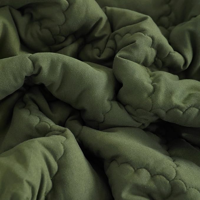 NTBAY Down Alternative Toddler Comforter, Lightweight and Warm Solid Color Baby Crib Quilted Blanket, 39x47 inches, Olive Green