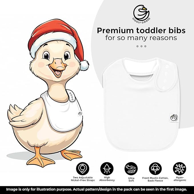 Premium Baby Bibs – 3 Pack for Boys & Girls | Natural Cotton, Super Absorbent Drool & Teething Bibs with Adjustable Snaps - White Drooling Bibs