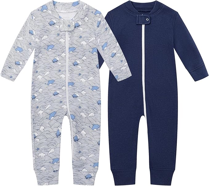 Owlivia Organic Cotton Baby Boy Girl Zip up Sleep 'N Play Pjs, Footless, Long Sleeve