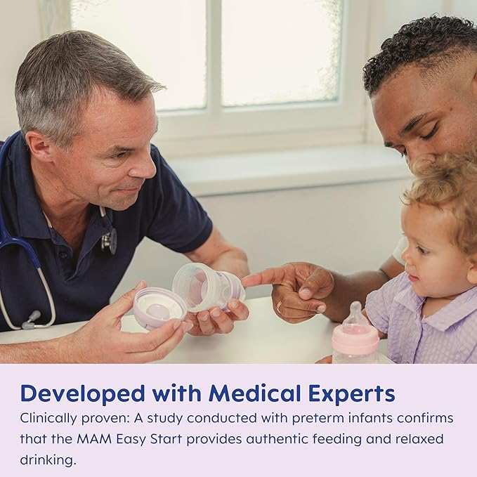 MAM 9oz Easy Start Anti-Colic Baby Bottles, Medium Flow, Breastfeeding-Like Silicone Nipple Bottle, Reduces Colic, Gas, & Reflux, Easy-to-Clean, BPA-Free, 2+ Months