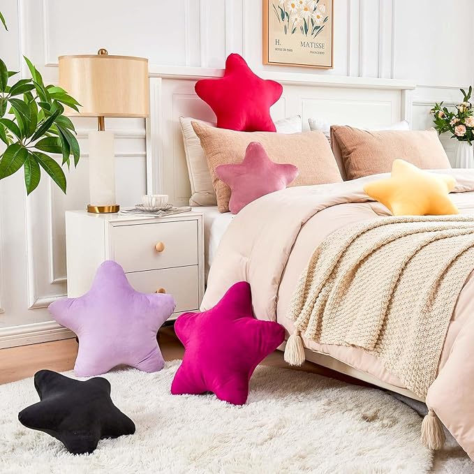 Dusty Pink Star Throw Pillow, Cute Star Pillow Room Decor, Soft 19.6" Star Shaped Decorative Throw Pillow for Bedroom, Star Plush Floor Cushions Pillows