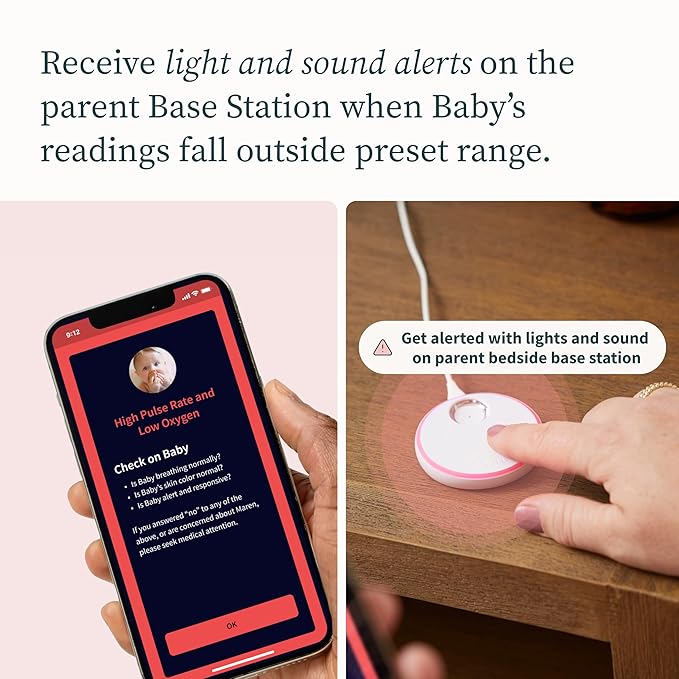 Dream Sock – Smart Wearable Baby Monitor, Infant Pulse Oximeter Tracks Oxygen & Heart Rate | Parents Receive Alerts, Sleep & Health Insights via App | Mint