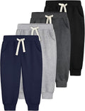 4 Pack Toddler Boys Sweatpants Cotton Baby Kids Joggers Toddler Boys Girls Sweatpants with Pocket Drawstring