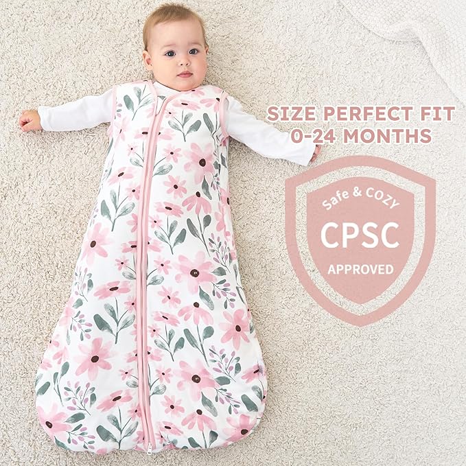 Yoofoss Baby Sleep Sack 12-18 Months, TOG 2.5 Baby Wearable Blanket with 2-Way Zipper, 100% Organic Cotton Fabric Winter Newborn Sleeping sack, Warm Soft Comfy(Large)