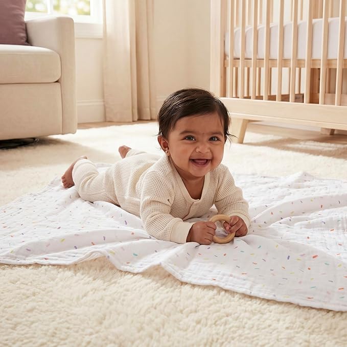 aden + anais Essentials Cotton Muslin Swaddle, Breathable Baby Blanket, Ideal for Boys, Girls, Newborns, Babies & Infants, Receiving Blanket, Soft and Lightweight Wrap, 2 Pack, Ice Cream Dreams