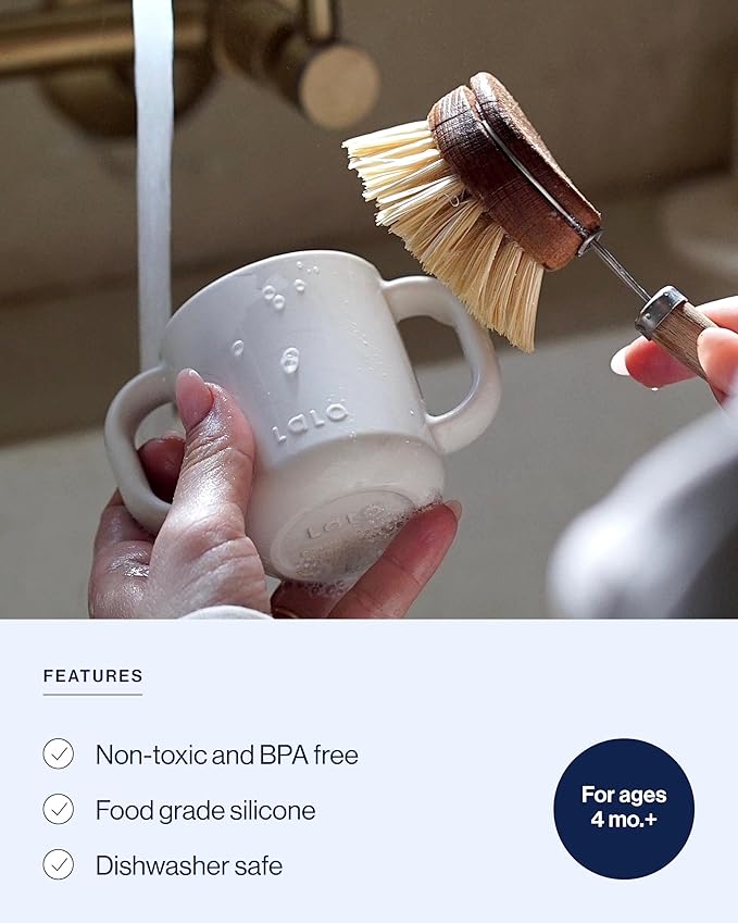 Lalo Little Cup 2-Pack, Non-Toxic Silicone Straw Cup with Handles - Baby and Toddler Sippy Cup - Mini Cup and Straw Training System, 4oz, Olive