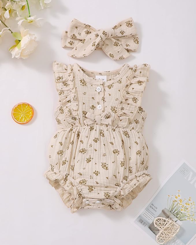 Renotemy Newborn Infant Baby Girl Clothes Rompers Summer Jumpsuits Short Sleeve Romper Infant Baby Clothes Girl