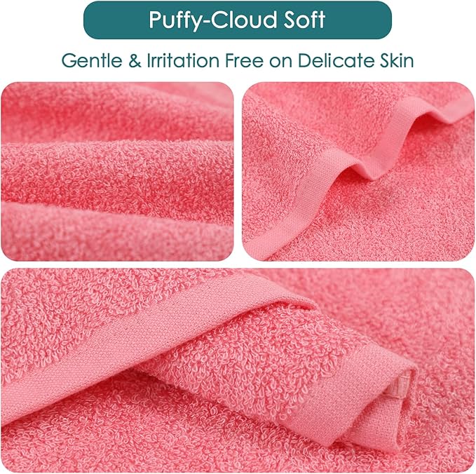 Baby Washcloths 6 Pack, 10x10 inch Heavenly Soft Pink Wash Cloths for Face and Body, Gentle & Safe Face Towel on Sensitive Skin, Baby Essentials Bath Shower Gifts for Girl Infant Kid Toddler Children