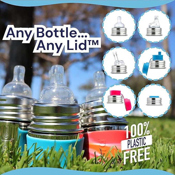 Pura Kiki 5oz/150ml Stainless Steel Anti-Colic Infant Bottle w/Silicone Natural Vent Nipple & Sleeve, 100% Plastic-Free, MadeSafe Certified, Medical-Grade Silicone - Moss Sleeve