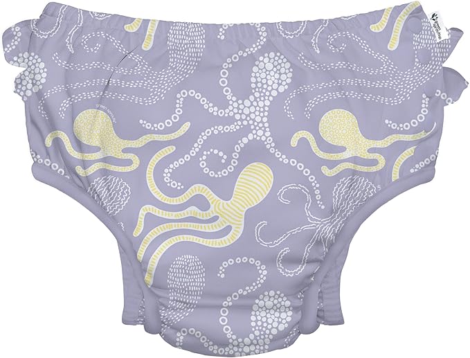 green sprouts Baby Toddler Eco Ruffle Snap Swim Diaper - Lavender Octopus - 12mo