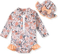 Aalizzwell Baby Girls Long Sleeve One Piece Swimsuit with Hat