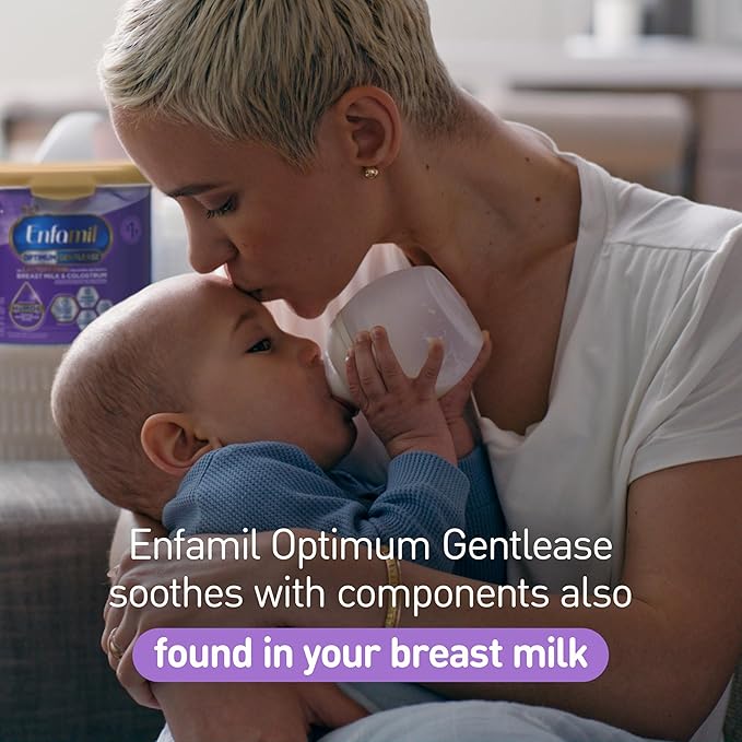 Enfamil Optimum (Enspire) Gentlease, Our Closest Formula to Breast Milk, Immune-Supporting Lactoferrin and Brain-Supporting DHA Baby Formula - Powder 19.5 Oz Tub, Pack of 4