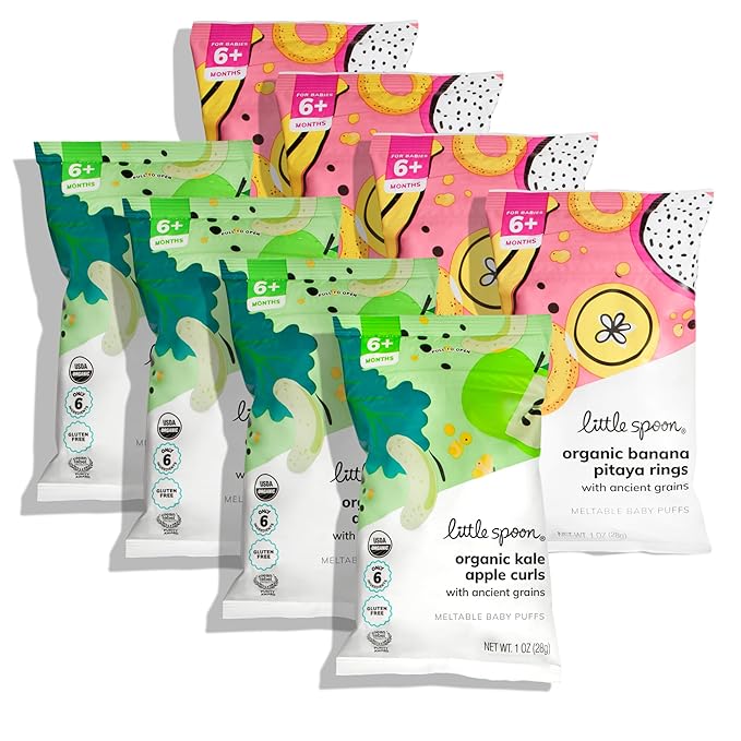 Little Spoon Organic Baby Puffs Variety Pack – Kale Apple & Banana Pitaya Duo – Meltable Toddler Puffs (2-Pack)