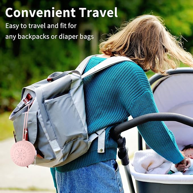 senbowe 2 Pack Silicone Pacifier Holder Case, Newborn Baby Portable Silicone Pacifier Case Cover Pouch for Diaper Bag