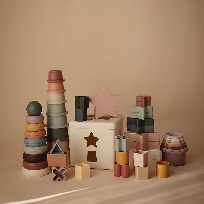mushie Stacking Cups Toy | Made in Denmark (Retro)