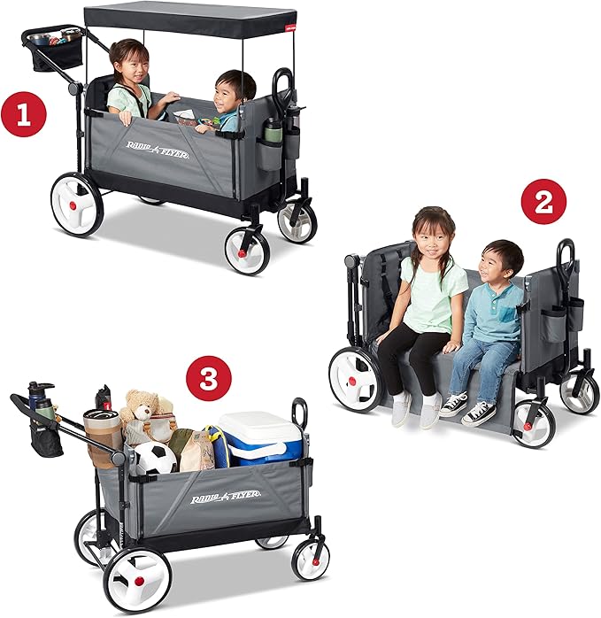 Stroller Wagon for Kids, Baby Stroller, Utility Cart, Rolling Cart, Radio Flyer City Luxe Stroll 'N Wagon, for Ages 1+ Years, Gray
