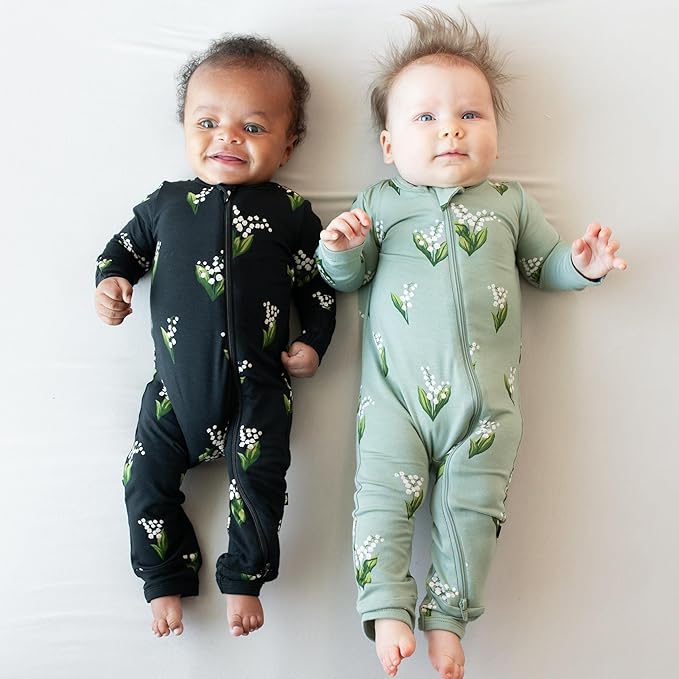 KYTE BABY Unisex Rayon Made From Bamboo Zippered Rompers 0-24 Months