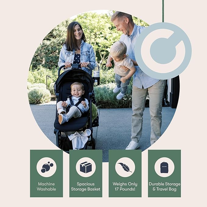 Colugo Compact Stroller+ Lightweight Foldable Travel Stroller for Airplane, Baby Toddlers & Infants with New One-Hand Fold, Reclining Seat, Rain Cover, Carry Backpack & Cup Holder (Black)