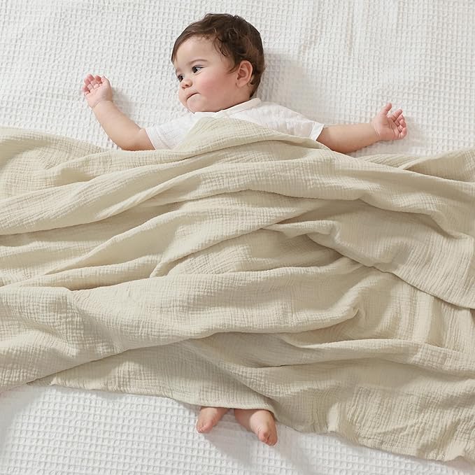 JELLYMONI 3 Pack Muslin Swaddle Blankets for Baby Boys Girls, Newborn Receiving Blanket Large 47 x 47 inches, Breathable Soft Baby Swaddling Wrap Nursery Blanket for Boys & Girls Unisex