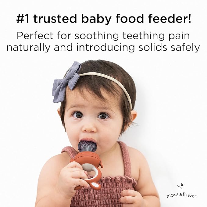 Moss and Fawn Forage Feeder - Soothing Silicone Frozen Breast Milk Popsicle & Baby Food Teething Toy, Pacifier, Fruit Feeder, & Teether - BPA, PVC & Phthalate-Free - Terracotta