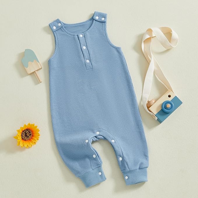Kuriozud Newborn Infant Unisex Baby Boy Girl Clothes Button Romper Jumpsuit Basic One Piece Outfits