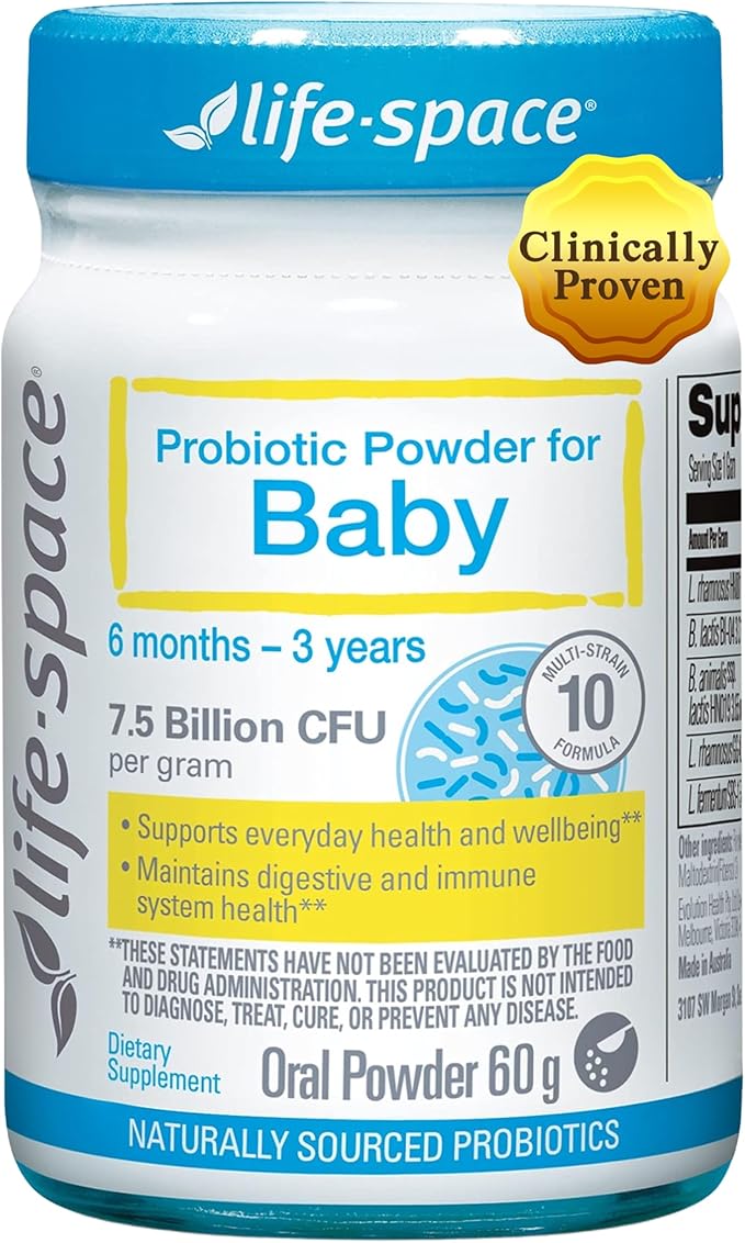 Life-Space 60 Grams, for 0-36 Month Baby, 7.5 Billion CFU & Multi Strain, Balance Microflora, Supports Digestive Health & Nutrient Absorption & Immunity, No Refrigeration Probiotic Powder for Baby