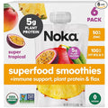 Noka Superfood Fruit Smoothie Pouches, Super Tropical with Immune Support, Healthy Snacks with Elderberry, Vitamin C, Flax Seed and Plant Protein, Vegan, Gluten Free, Organic Fruit Squeeze Pouch, 4.22 oz, 6 Count