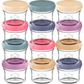 KeaBabies 12pk 4oz Glass Baby Food Containers with Lids - Leak-Proof, Microwavable Small Glass Jars, Baby Purees & Toddler Snack Storage Containers, BPA-Free, Dishwasher & Freezer Safe (Sunset)