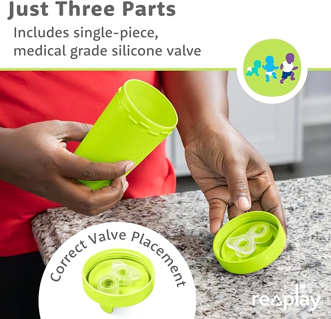 Re-Play Sippy Cups for Toddlers - 10 Oz. Reusable Spill Proof Cups for Kids, Dishwasher/Microwave Safe - Made in USA - Set of 4-3.13" x 6.25" - Aqua Asst.