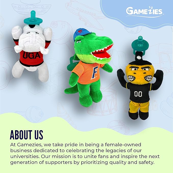 Gamezies Baby Boy and Girl Silicone College Mascot Stuffed Toy Plush Pacifier Collegiately Licensed, Herbie Husker, University of Nebraska CPSIA Tested, BPA-Free 0-6 Months
