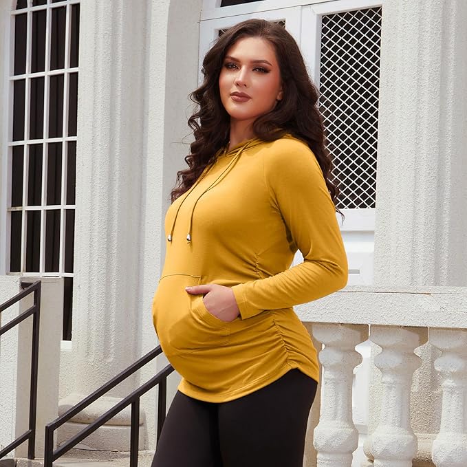 GINKANA Maternity Hoodie Long Sleeves Shirts Casual Maternity Top Pregnancy Sweatshirt Casual Clothes
