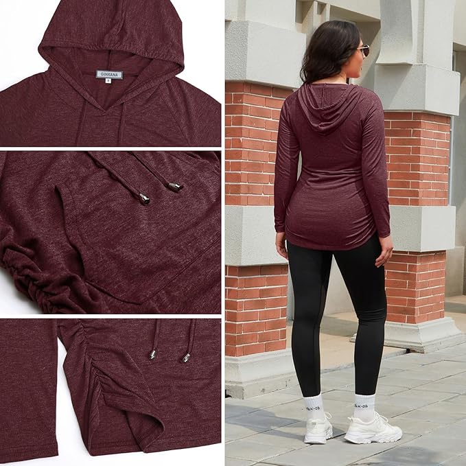 GINKANA Maternity Hoodie Long Sleeves Shirts Casual Maternity Top Pregnancy Sweatshirt Casual Clothes