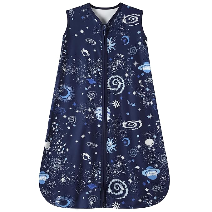Baby Sleep Sack 0-6 Months Baby Wearable Blanket 100% Rayon Cotton 2-Way Zipper Toddler Sleeping Sack，Comfy Soft Lightweight TOG 0.3（Galaxies）