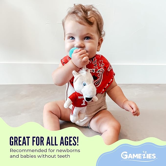 Gamezies Baby Boy and Girl Silicone Pacifier with Detachable Outdoor Plush Toy Holder, White Tail CPSIA Tested, BPA-Free 0-6 Months