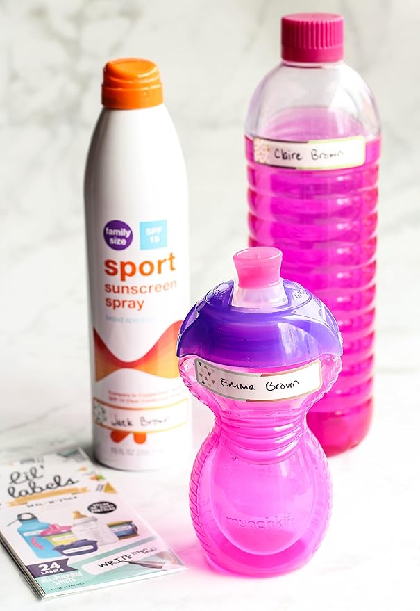 Bottle Labels, Write-On, Self-Laminating, Waterproof Kids Name Labels for Baby Bottles, Sippy Cup for Daycare School, Dishwasher Safe (Variety Pack, Set of 2)