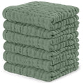 Comfy Cubs Muslin Baby Washcloths 6 Pack - Soft 6-Layer Cotton Wash Cloths for Sensitive Skin - 10"x10" Large, Gentle, Absorbent Infant Essentials for Newborn and Toddlers - Fern