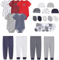 Newborn Layette Gift Set Bodysuits Pants for Baby Girl and Boy 24 Piece 100% Cotton Essentials and Accessories
