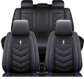 Leather Car Seat Covers Fit for LR Defender 2020-2025, 5 Seater Waterproof and Wear-Resistant Seat Cover Interior Accessories(Full Set,Black&Blue)